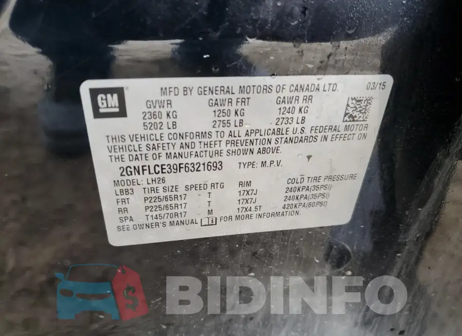 2GNFLCE39F6321693 Photo# 13