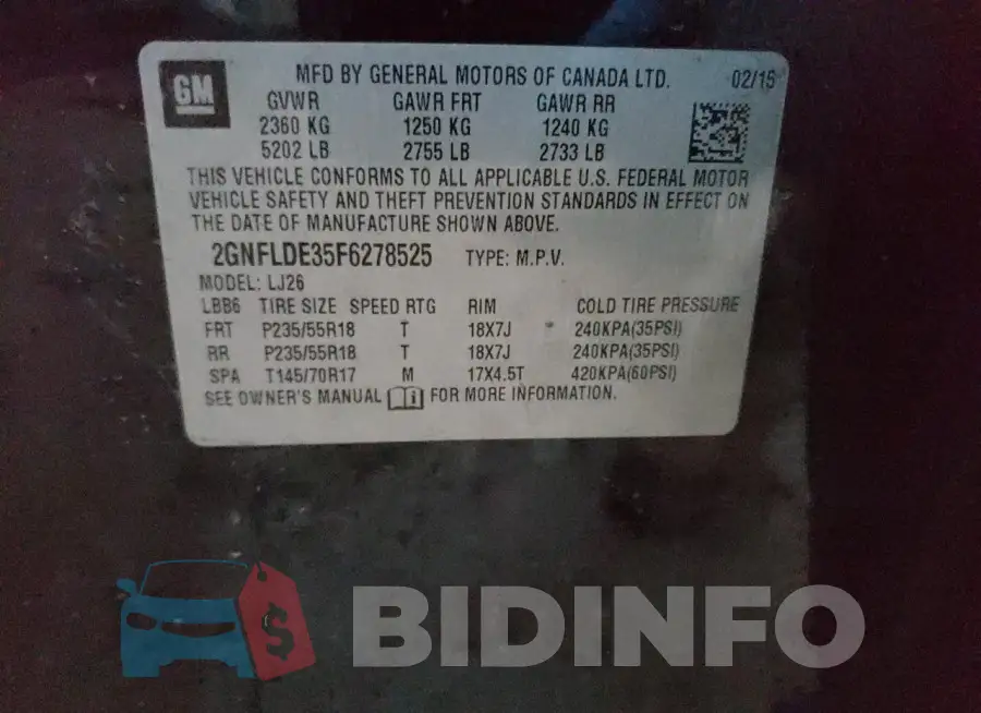 2GNFLDE35F6278525 Photo# 13