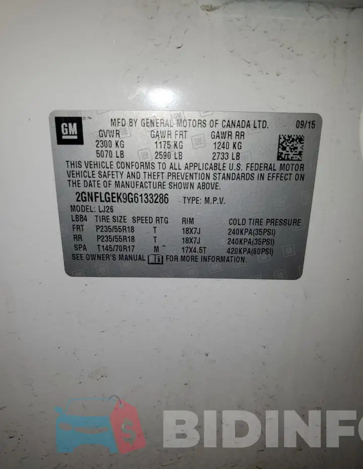 2GNFLGEK9G6133286 Photo# 13