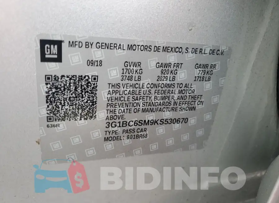 3G1BC6SM9KS530670 Photo# 13