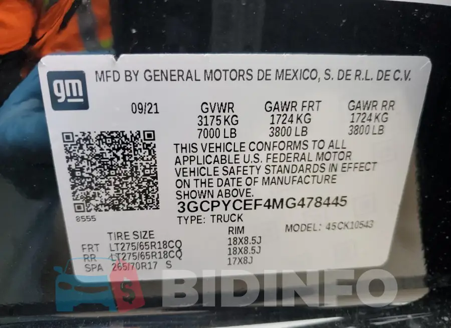 3GCPYCEF4MG478445 Photo# 12