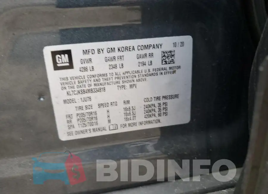 KL7CJKSB4MB334818 Photo# 13