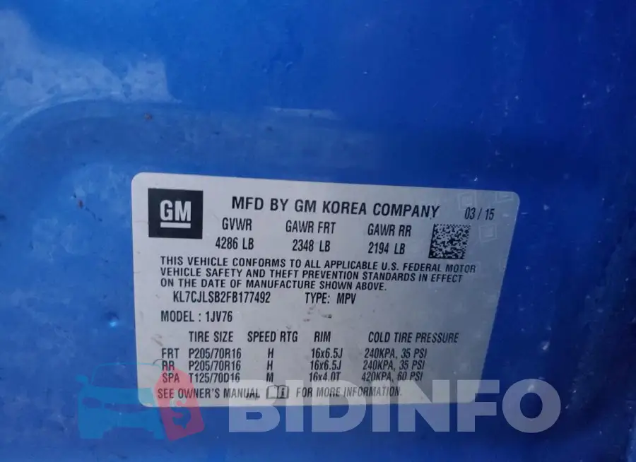 KL7CJLSB2FB177492 Photo# 13