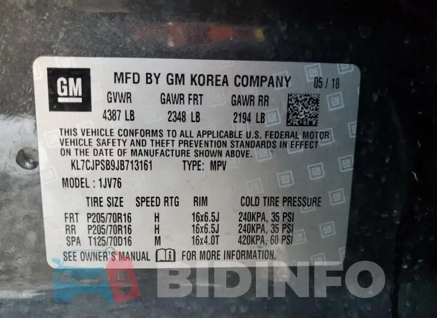 KL7CJPSB9JB713161 Photo# 13