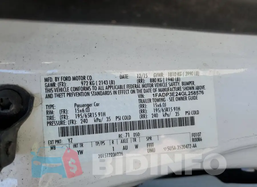 1FADP3E24GL258576 Photo# 12