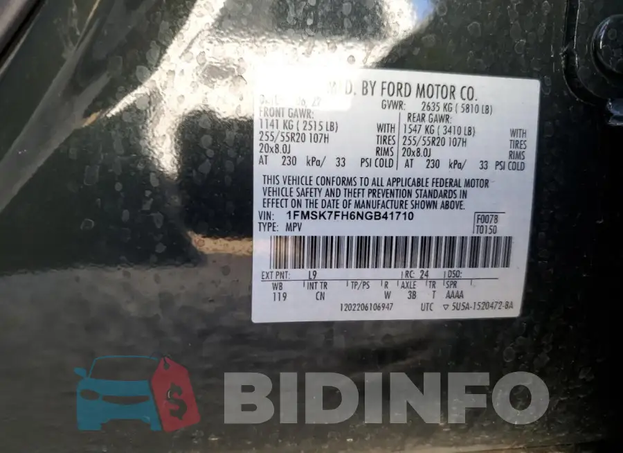1FMSK7FH6NGB41710 Photo# 12