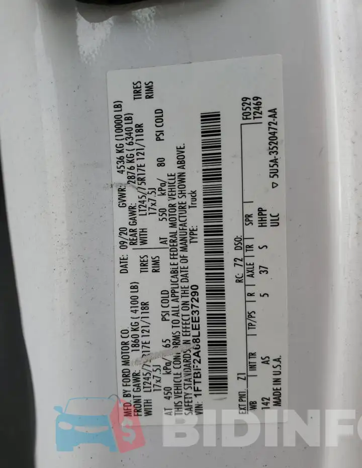1FTBF2A68LEE37290 Photo# 12