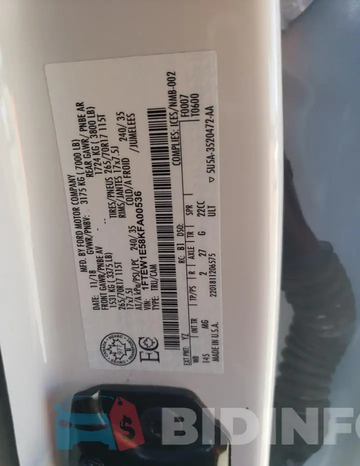 1FTEW1E58KFA00536 Photo# 13