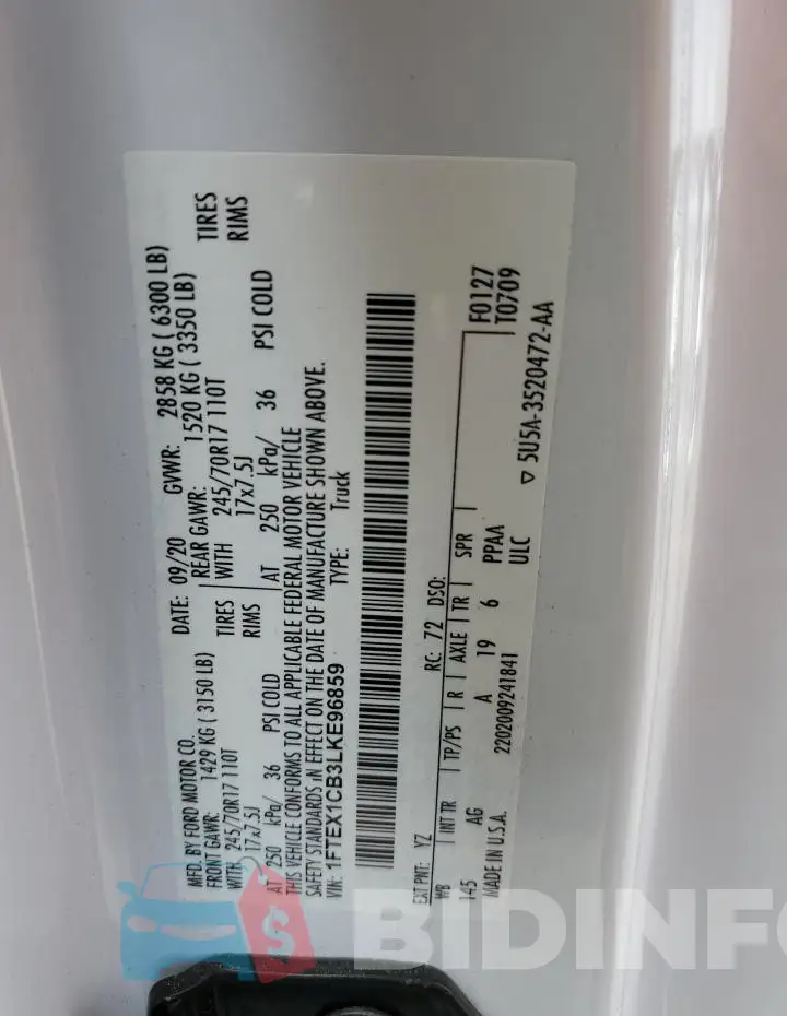 1FTEX1CB3LKE96859 Photo# 13