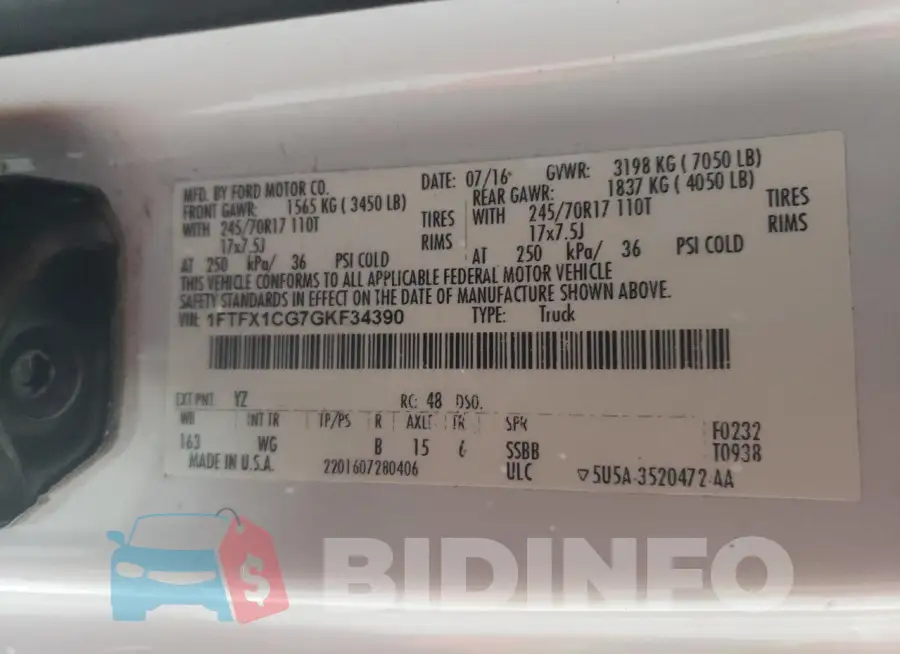 1FTFX1CG7GKF34390 Photo# 12