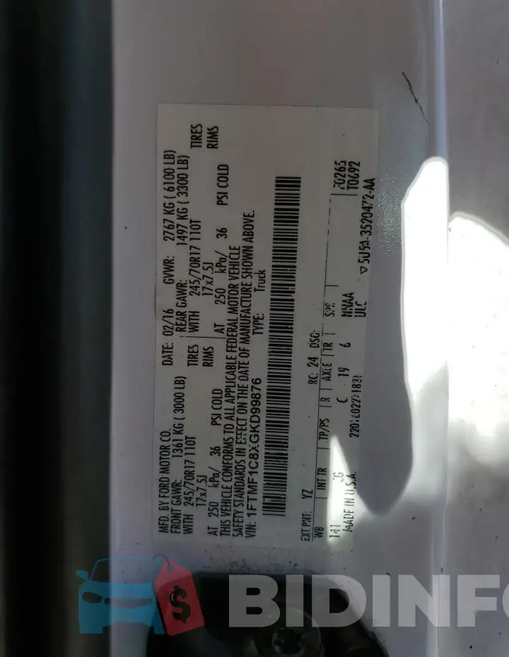 1FTMF1C8XGKD99876 Photo# 12