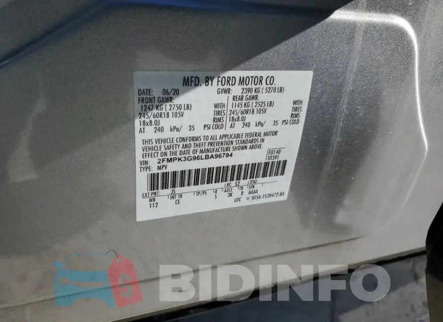 2FMPK3G96LBA96794 Photo# 14