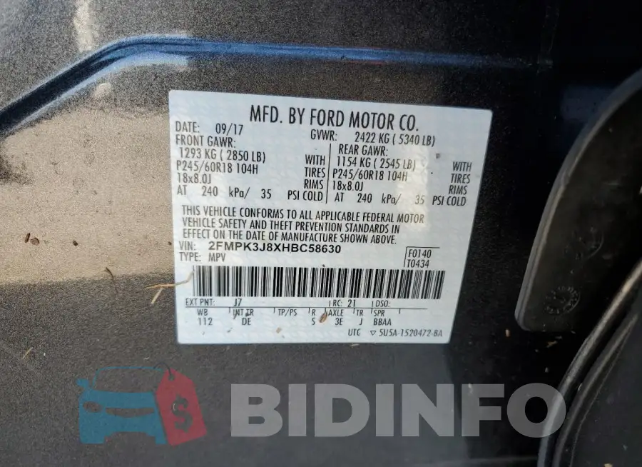 2FMPK3J8XHBC58630 Photo# 14
