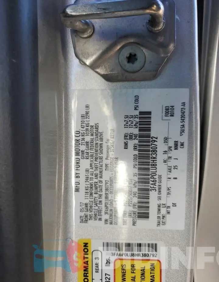 3FA6P0LU8HR380792 Photo# 12