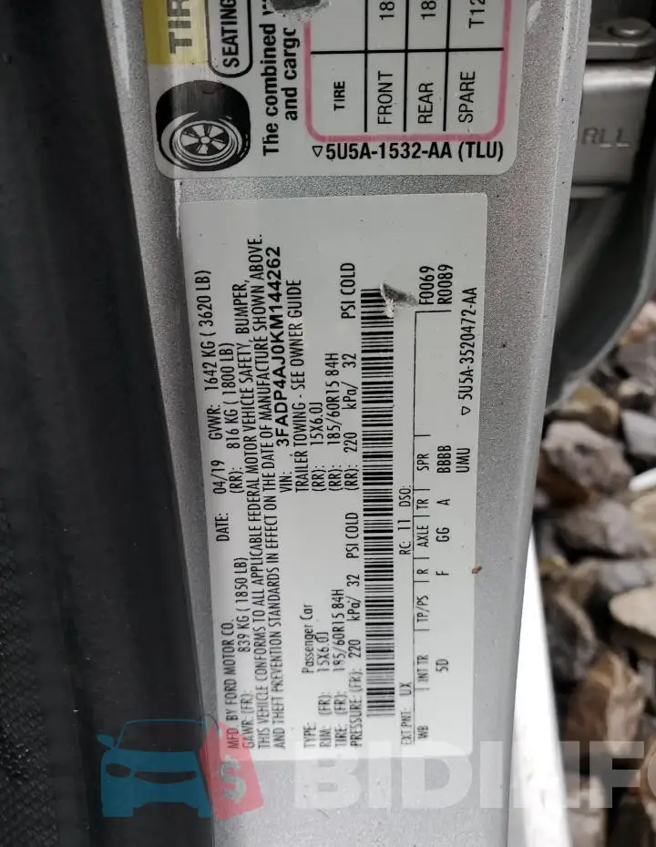 3FADP4AJ0KM144262 Photo# 12