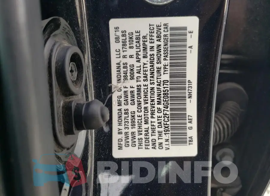 19XFC2F74GE085170 Photo# 12