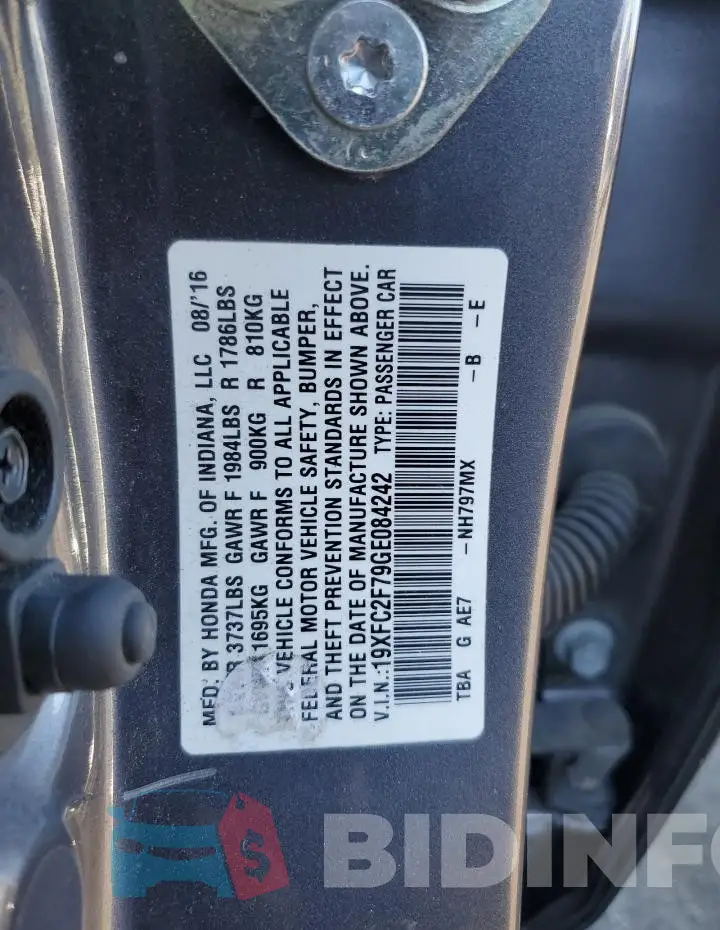 19XFC2F79GE084242 Photo# 12