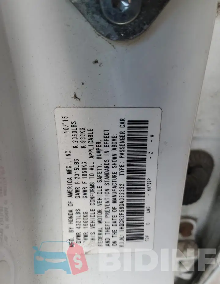 1HGCR2F59GA052332 Photo# 12