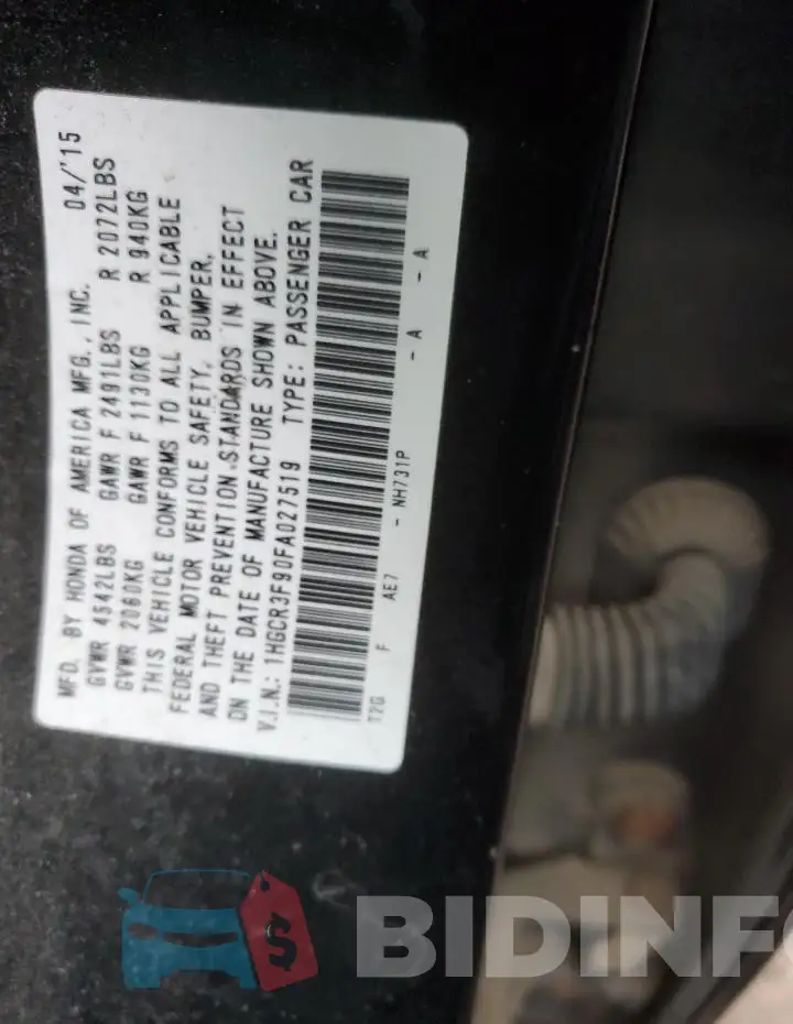 1HGCR3F90FA027519 Photo# 13