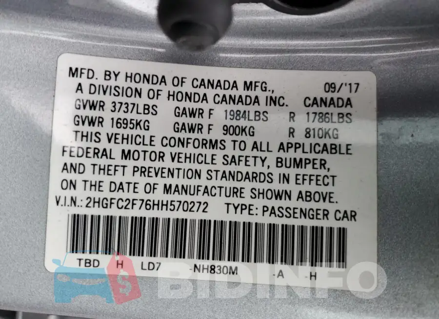 2HGFC2F76HH570272 Photo# 12