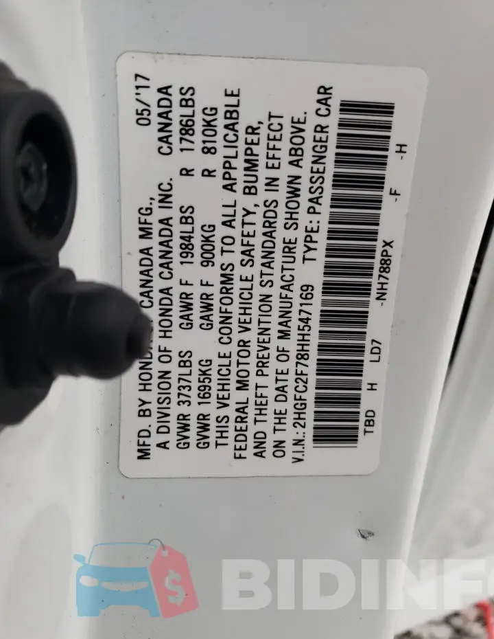 2HGFC2F78HH547169 Photo# 13