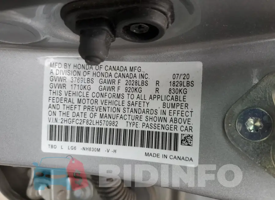 2HGFC2F82LH570982 Photo# 12