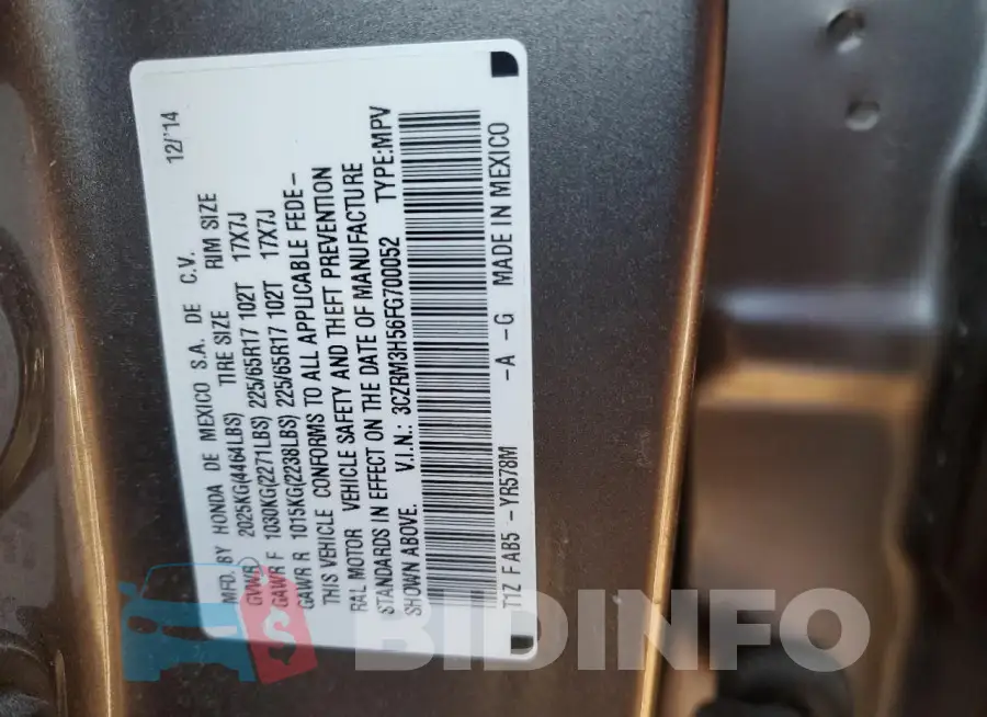 3CZRM3H56FG700052 Photo# 13