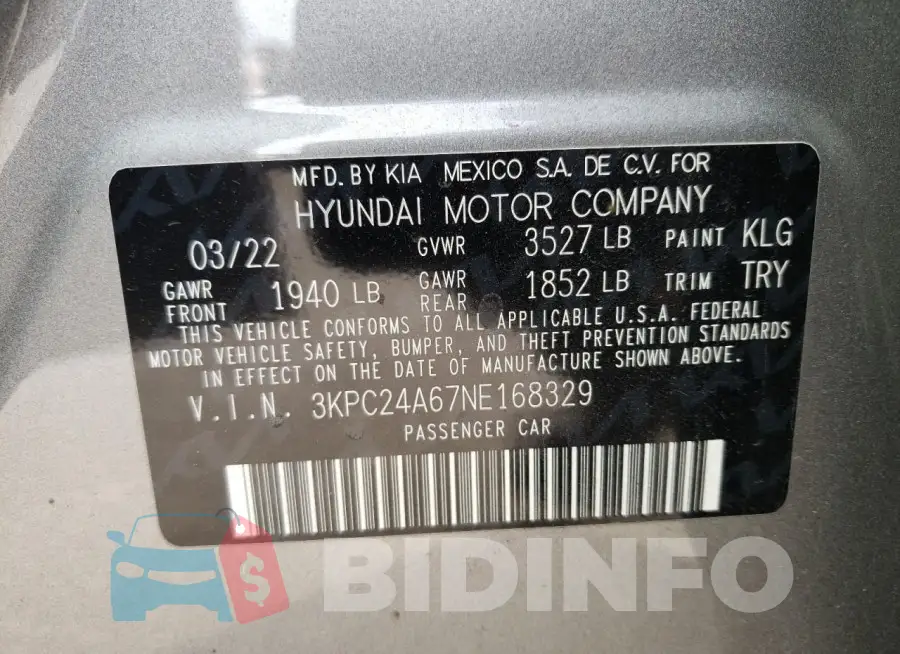 3KPC24A67NE168329 Photo# 12