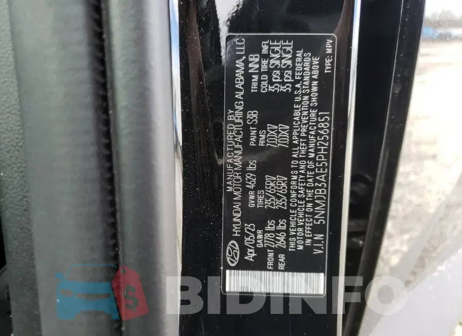 5NMJB3AE5PH256851 Photo# 13
