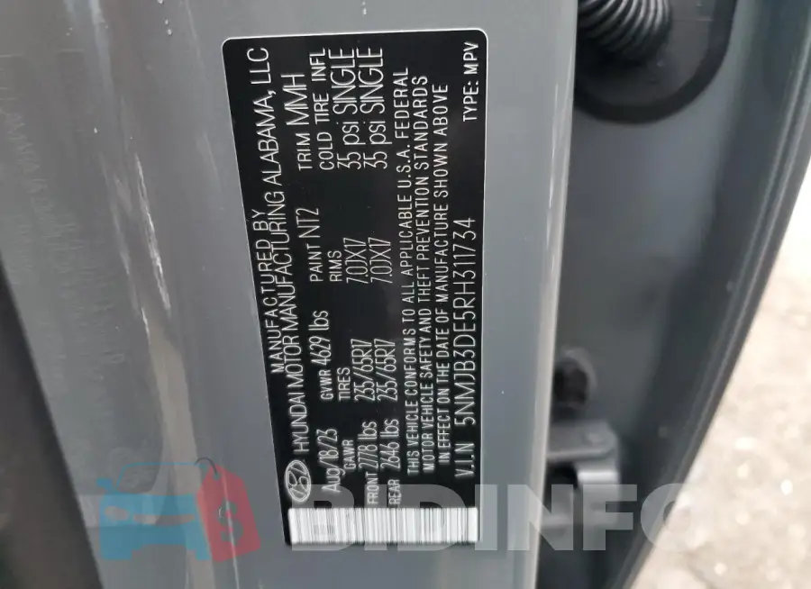 5NMJB3DE5RH311734 Photo# 13
