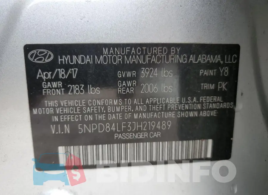 5NPD84LF3JH219489 Photo# 12
