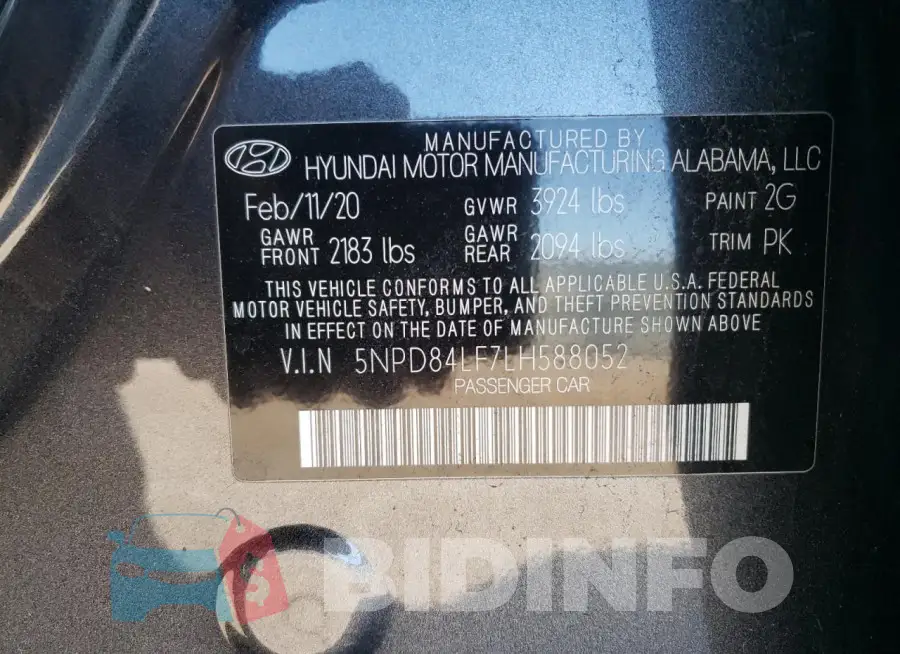 5NPD84LF7LH588052 Photo# 12