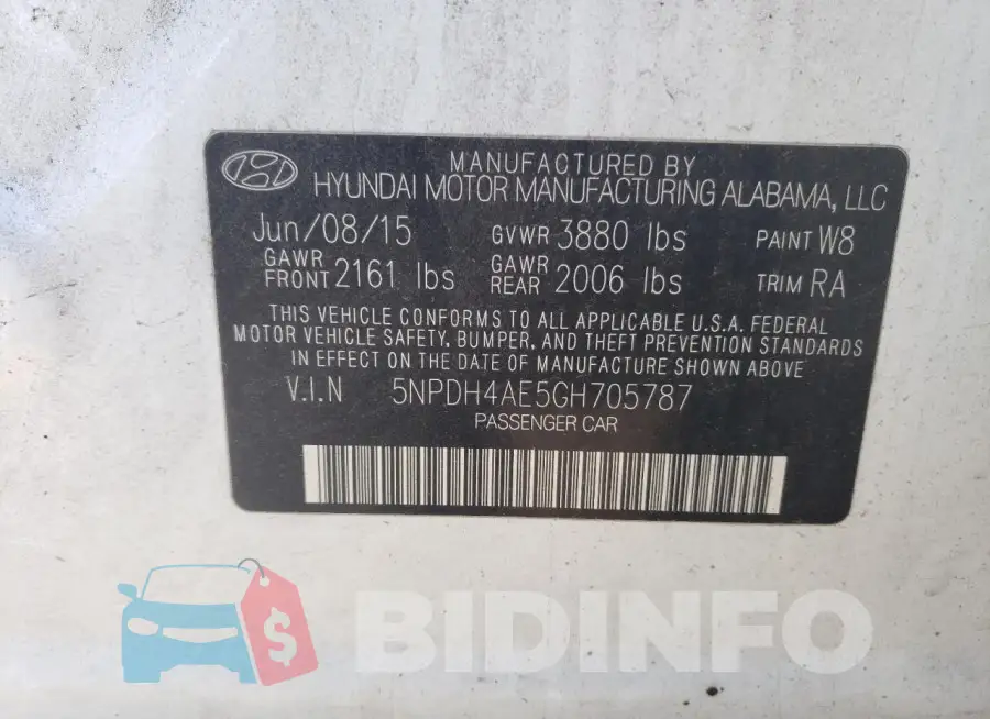 5NPDH4AE5GH705787 Photo# 12