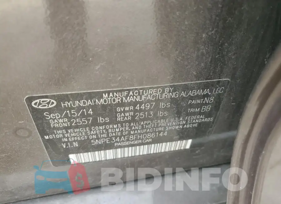 5NPE34AF8FH086144 Photo# 12