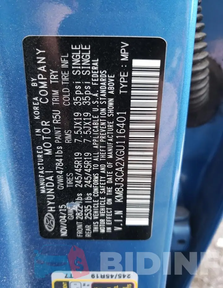 KM8J3CA2XGU116401 Photo# 12