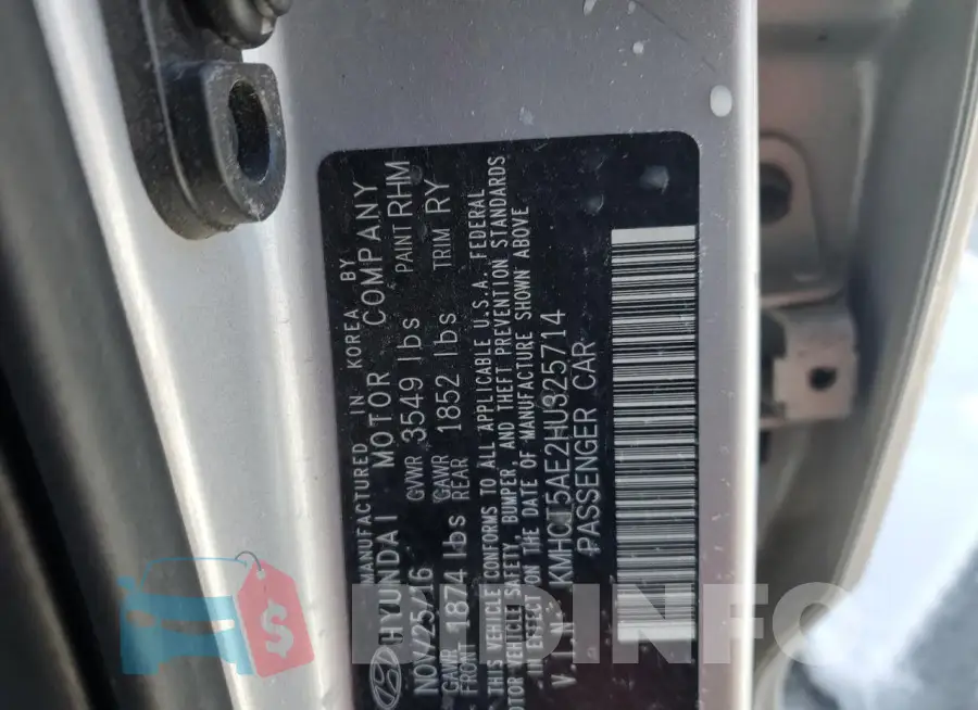 KMHCT5AE2HU325714 Photo# 12