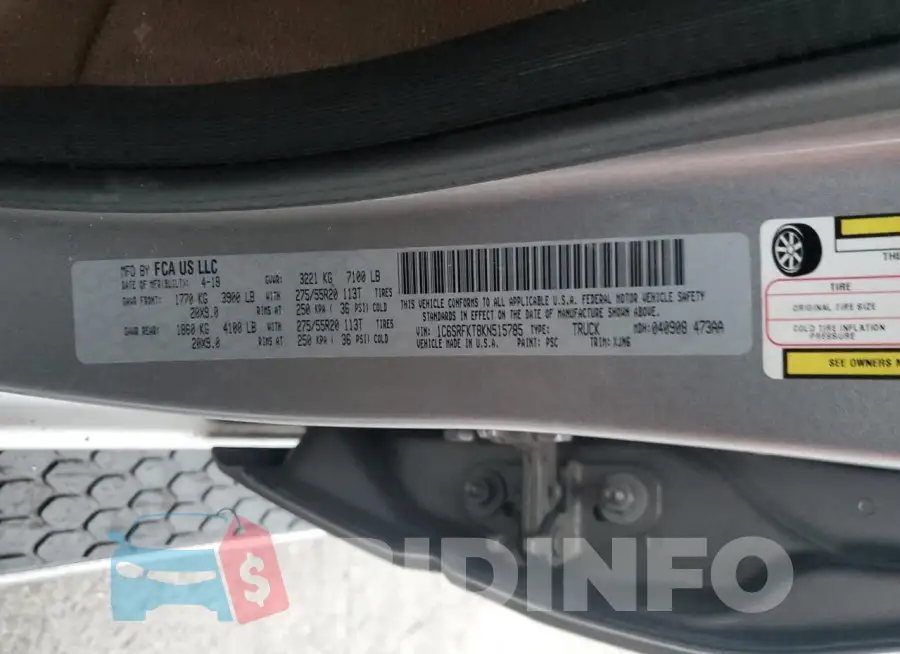 1C6SRFKT8KN515785 Photo# 12