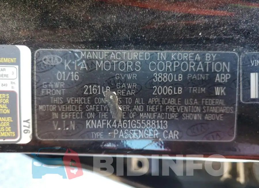 KNAFK4A61G5588113 Photo# 13