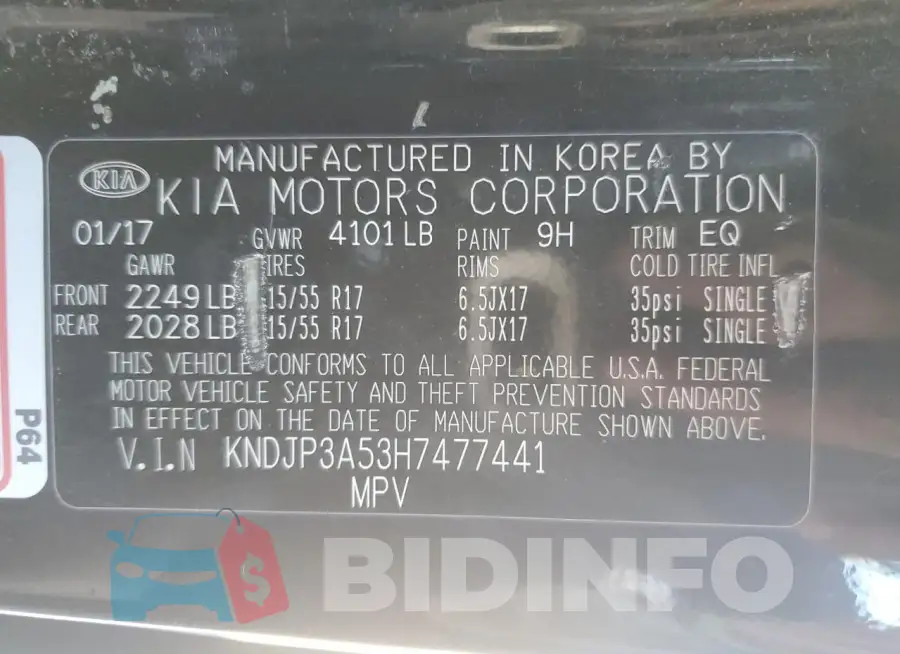 KNDJP3A53H7477441 Photo# 12