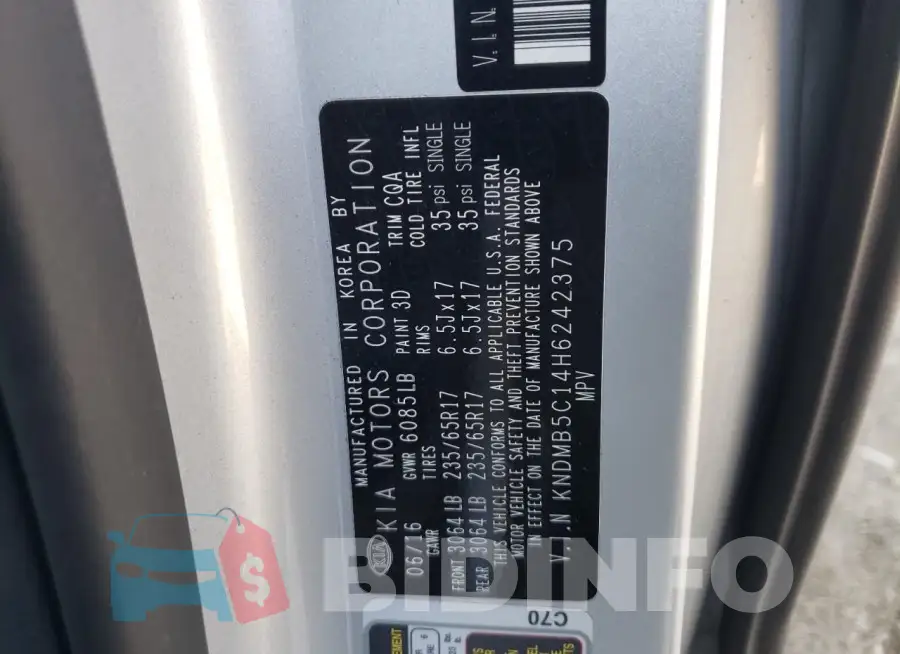 KNDMB5C14H6242375 Photo# 13