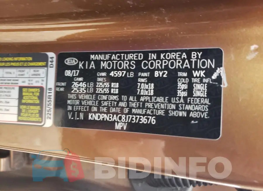 KNDPN3AC8J7373676 Photo# 13