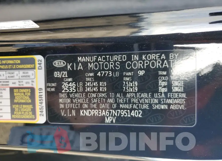 KNDPR3A67N7951402 Photo# 13