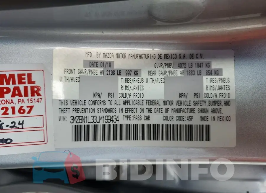 3MZBN1L33JM199434 Photo# 12
