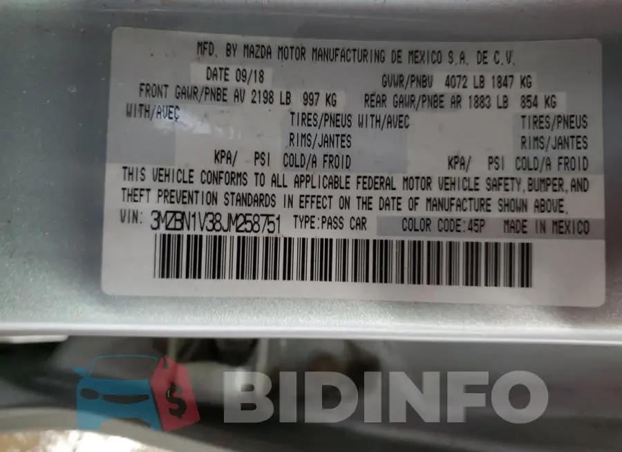 3MZBN1V38JM258751 Photo# 13