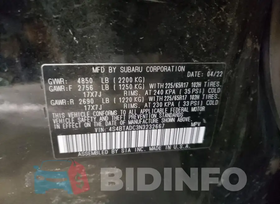4S4BTADC3N3232667 Photo# 12