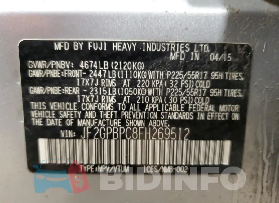 JF2GPBPC8FH269512 Photo# 12