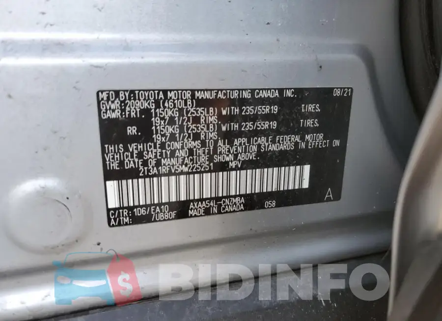 2T3A1RFV5MW225251 Photo# 13