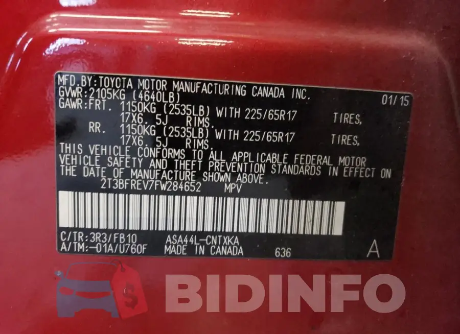 2T3BFREV7FW284652 Photo# 13