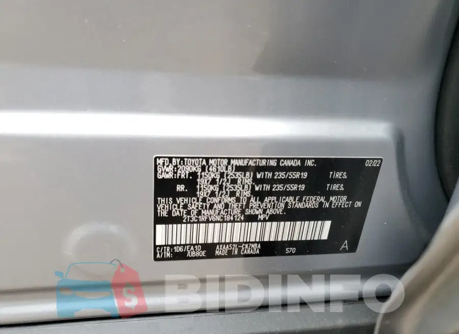 2T3C1RFV6NC184124 Photo# 13