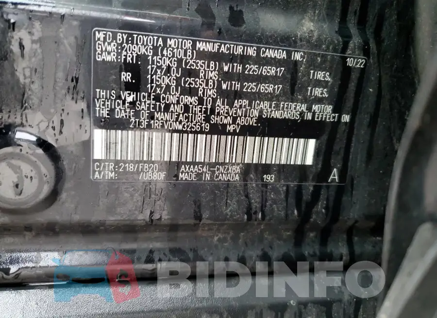 2T3F1RFV0NW325619 Photo# 12